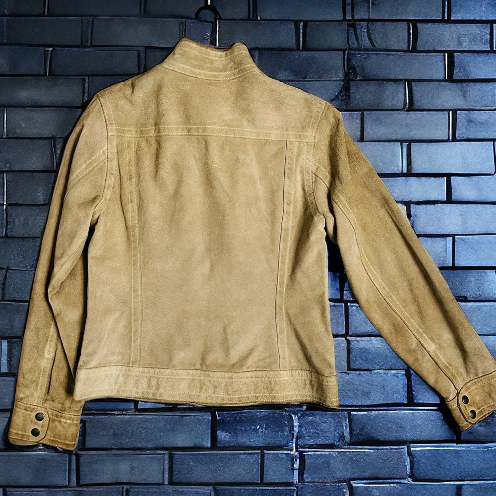 Banana Republic Cream Tan Suede Leather Moto Jacket | Size PXS | - Picture 12 of 16